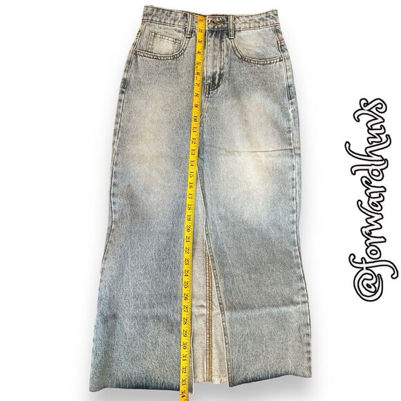 Parke Button Down Medium Wash Midi Maxi Denim Skirt Size XS - Picture 9 of 12